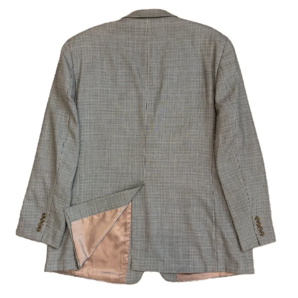 Lauren Ralph Lauren Blazer Jacket Men 46R Brown Houndstooth Wool Single Breasted